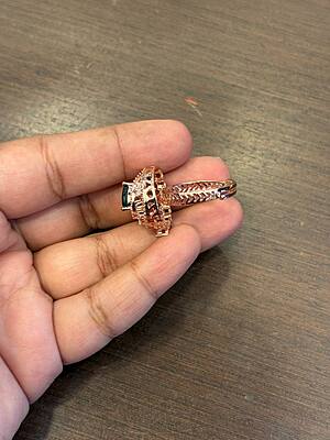 Silver twisted adjustable ring with rosegold finish