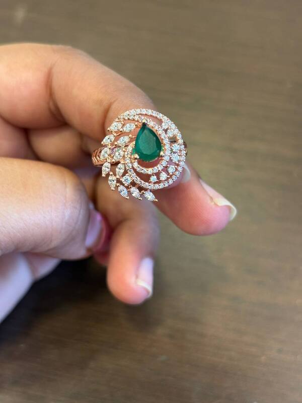 Silver twisted adjustable ring with rosegold finish