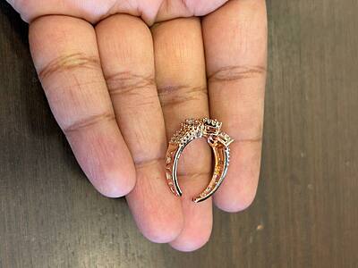 Silver crown adjustable ring with rosegodl finish