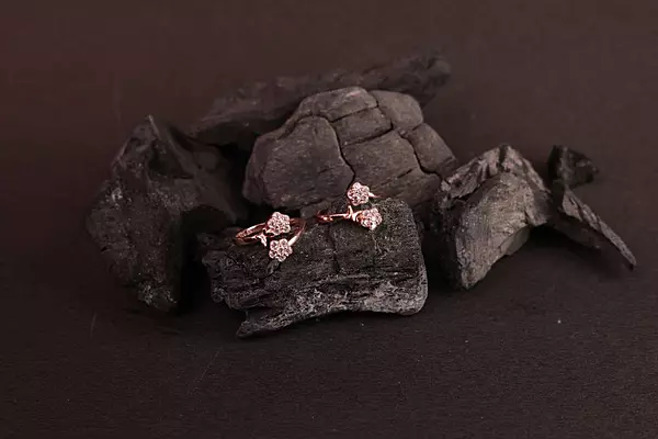 Silver padma toe ring with rosegold finish