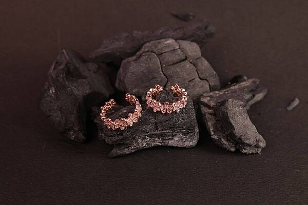 Silver ananya toe ring with rosegold finish