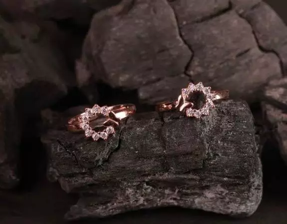 Silver butter toe ring with rosegold finish