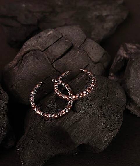 Silver double mix toe ring with rosegold finish