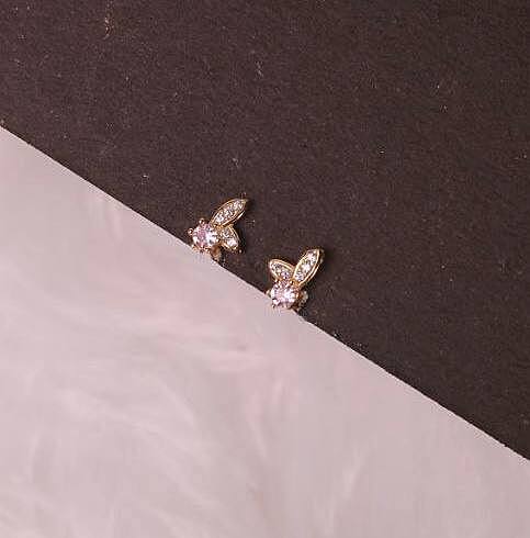 Silver birdie second stud with rosegold finish