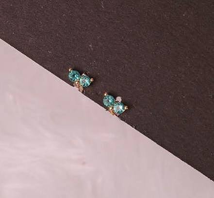 Silver pillai blue second stud with gold finish