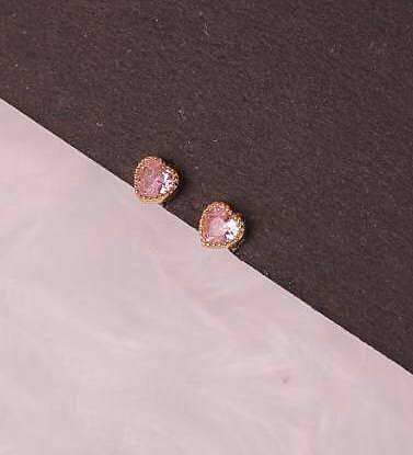 Silver heart pink second stud with gold finish