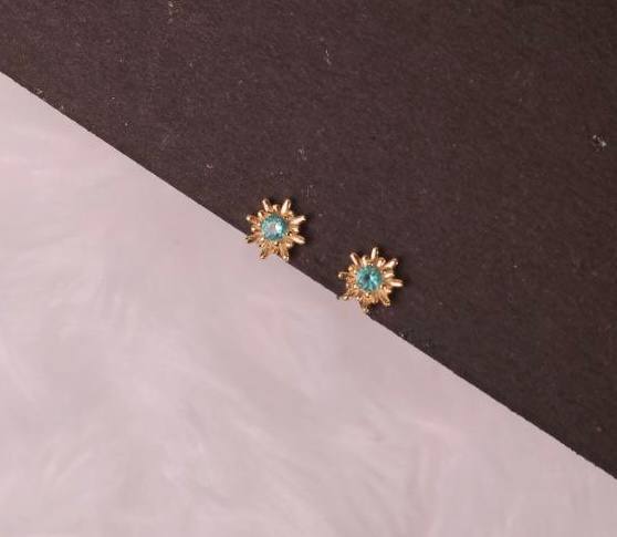 Silver suriyan blue second stud with rosegold finish