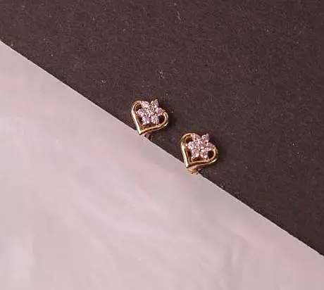 Silver heart flower second stud with gold finish