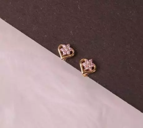 Silver heart flower second stud with gold finish