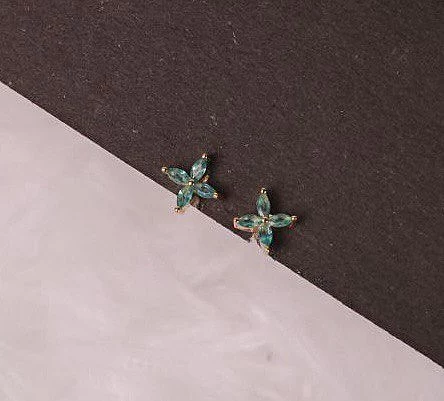 Silver blue poo second stud with gold finish
