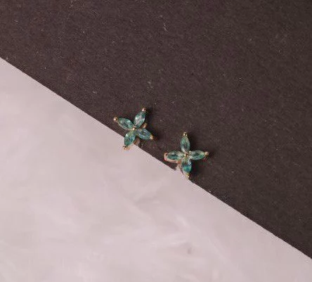 Silver blue poo second stud with gold finish