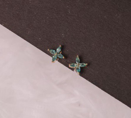 Silver blue poo second stud with gold finish