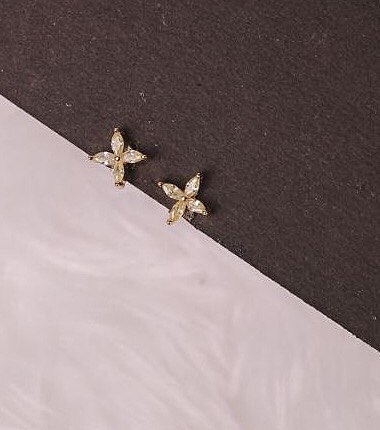 Silver int second stud with rosegold finish