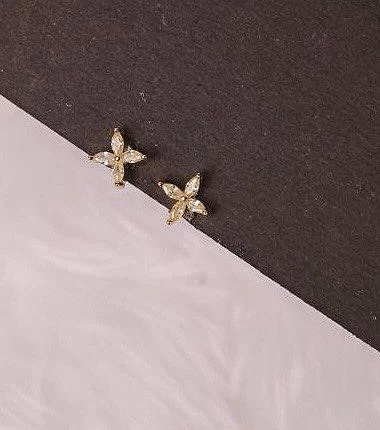 Silver int second stud with rosegold finish