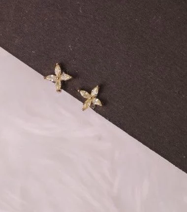 Silver int second stud with rosegold finish