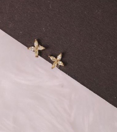 Silver int second stud with rosegold finish