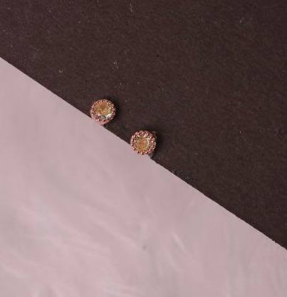 Silver yellow round second stud with rosegold finish