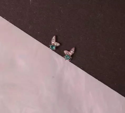 Silver bunny blue second stud with rosegold finish