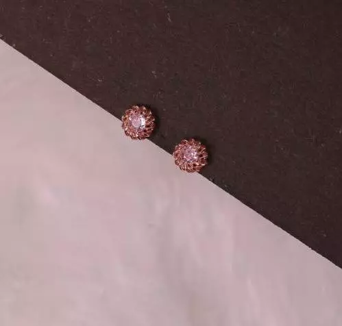 Silver Rround pink second stud with rosegold finish