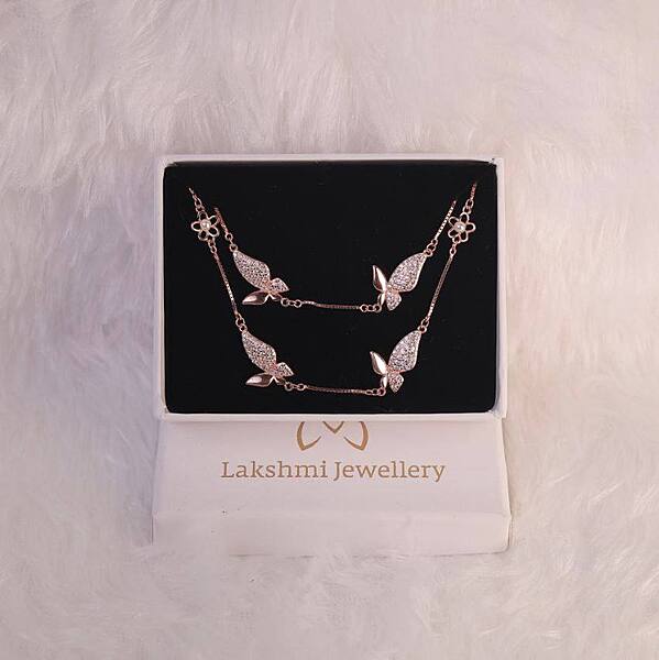 Silver butterfly anklet with rosegold finish