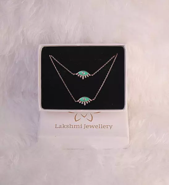 Silver evileye anklet with rosegold finish