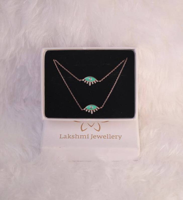 Silver evileye anklet with rosegold finish