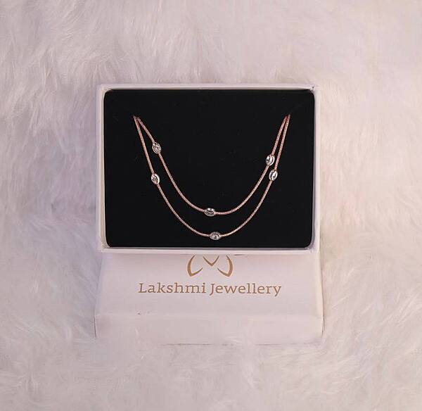 Silver ball1 anklet with rosegold finish