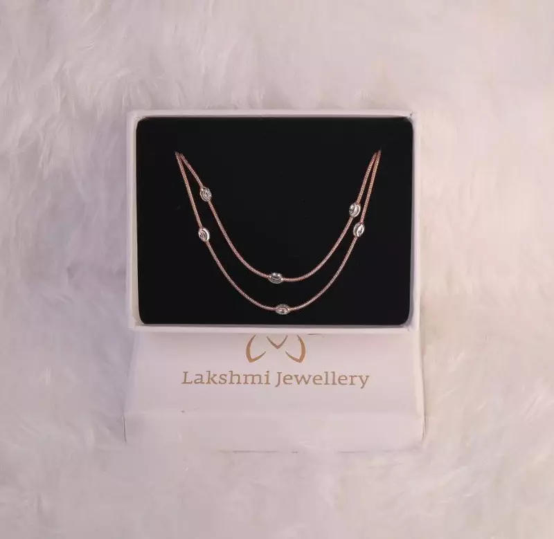 Silver ball1 anklet with rosegold finish