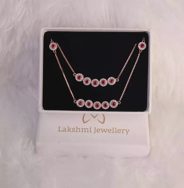 Silver pink five anklet with rosegold finish