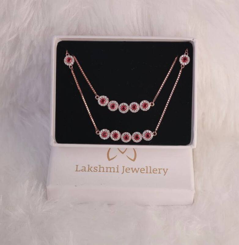 Silver pink five anklet with rosegold finish