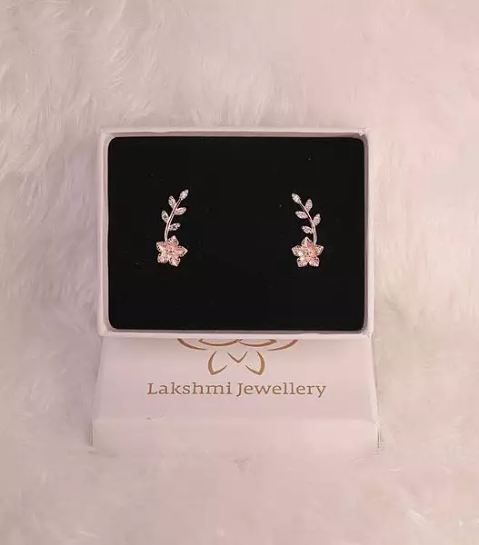 Silver divine ear cuff with rosegold finish