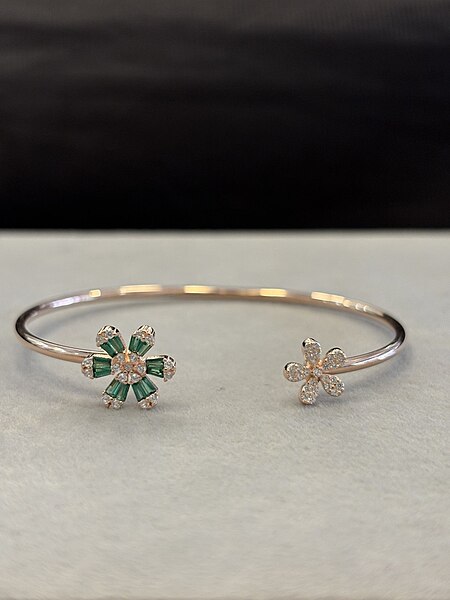 Silver chakra kada with rosegold finish