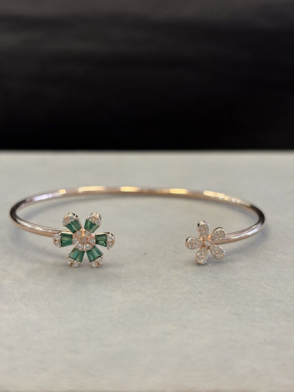 Silver chakra kada with rosegold finish