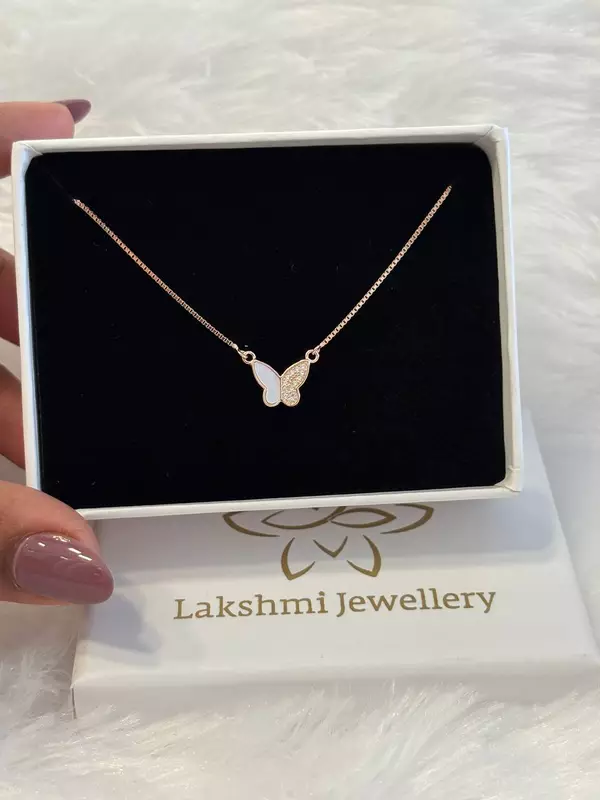 Silver pranika pedant chain with rosegold finish