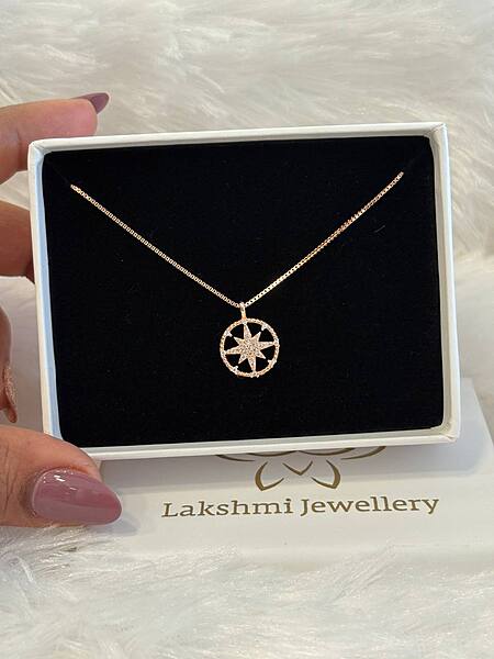 Silver chakra pendant chain with rosegold finish