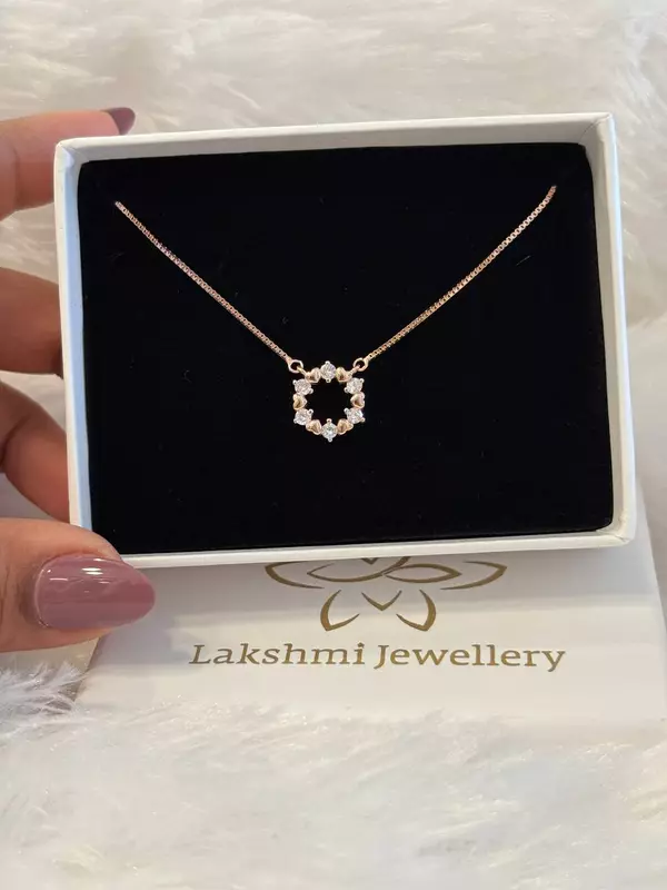 Silver niviya pendant chain with rosegold finish