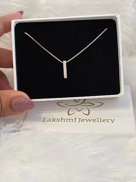 Silver aradhaya pendant chain with rosegold finish