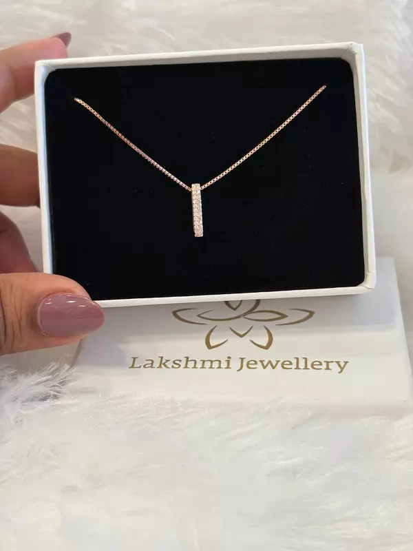 Silver aradhaya pendant chain with rosegold finish