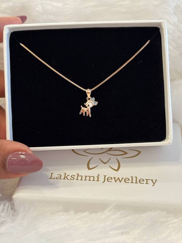 Silver maan pendant chain with rosegold finish