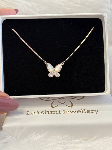 Silver ananya butterfly pendant chain with rosegold finish