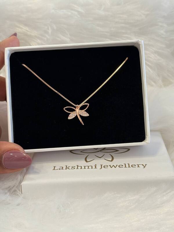 Silver thisya pendant chain with rosegold finish