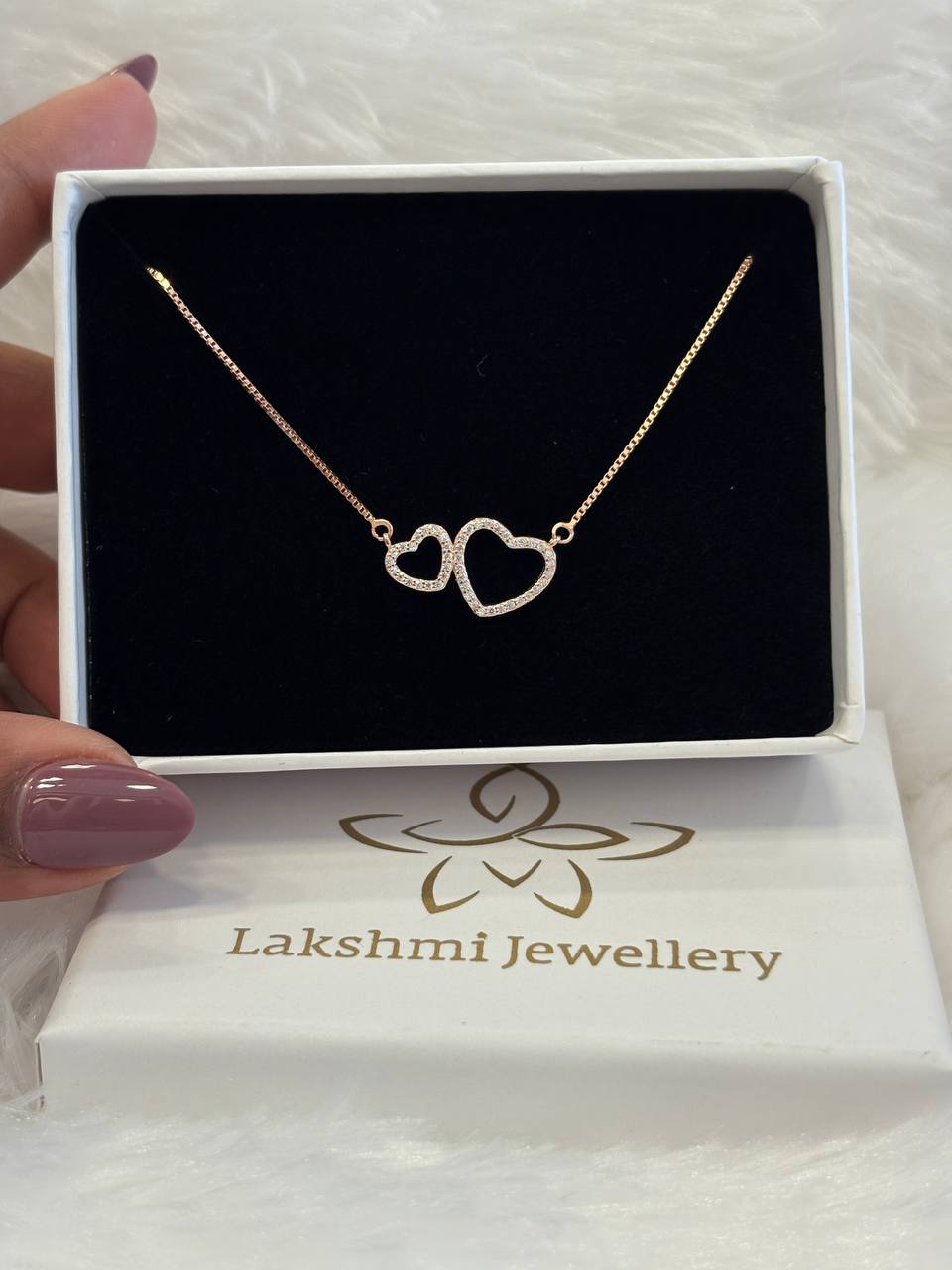 Silver anamika pedant chain with rosegold finish
