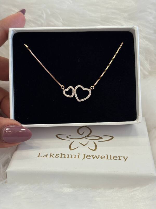 Silver anamika pedant chain with rosegold finish