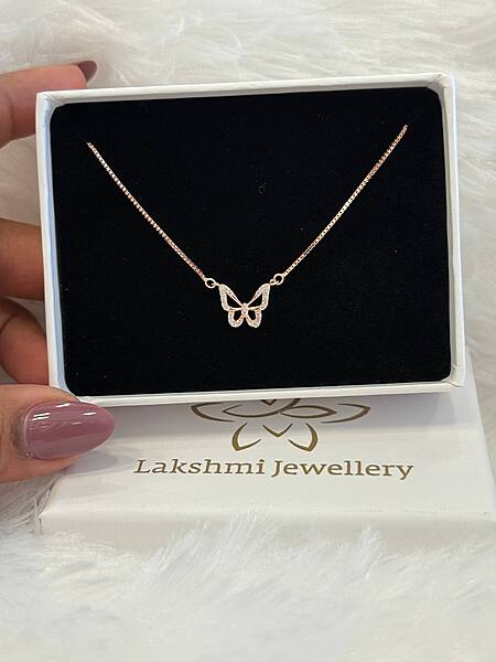 Silver yazhini pendant chain with rosegold finish