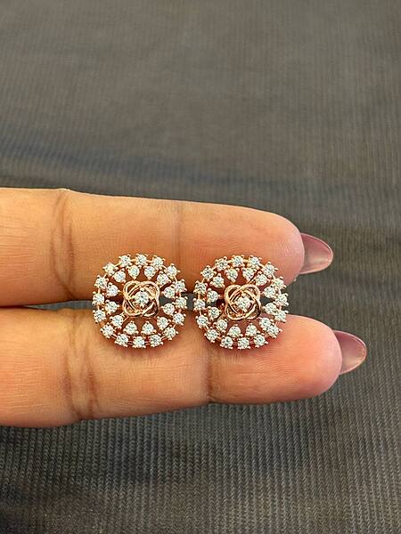 Silver galaxy stud with rosegold finish