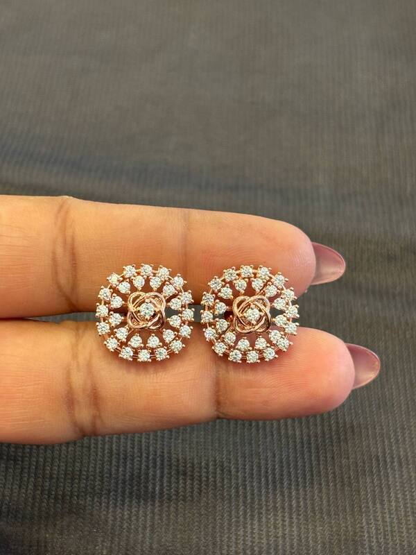 Silver galaxy stud with rosegold finish