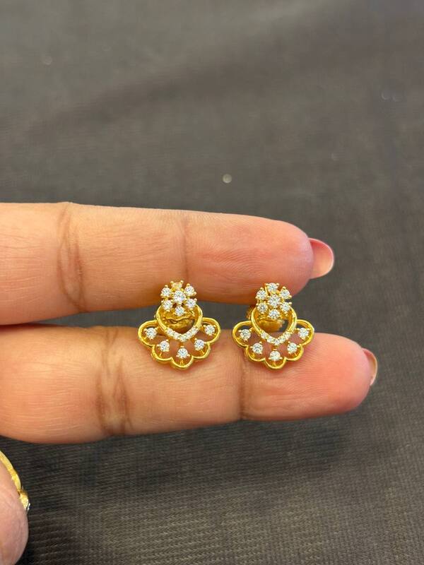 Silver karthigai stud with gold finish