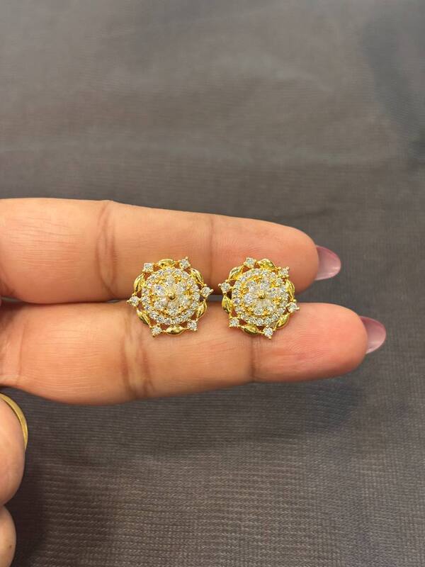 Silver karthika stud with gold finish
