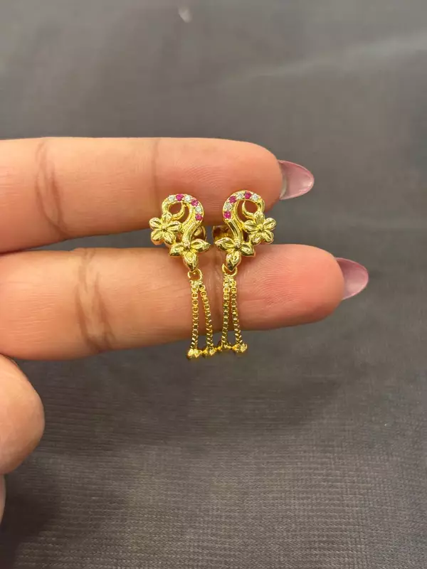 Silver bharani stud with gold finish