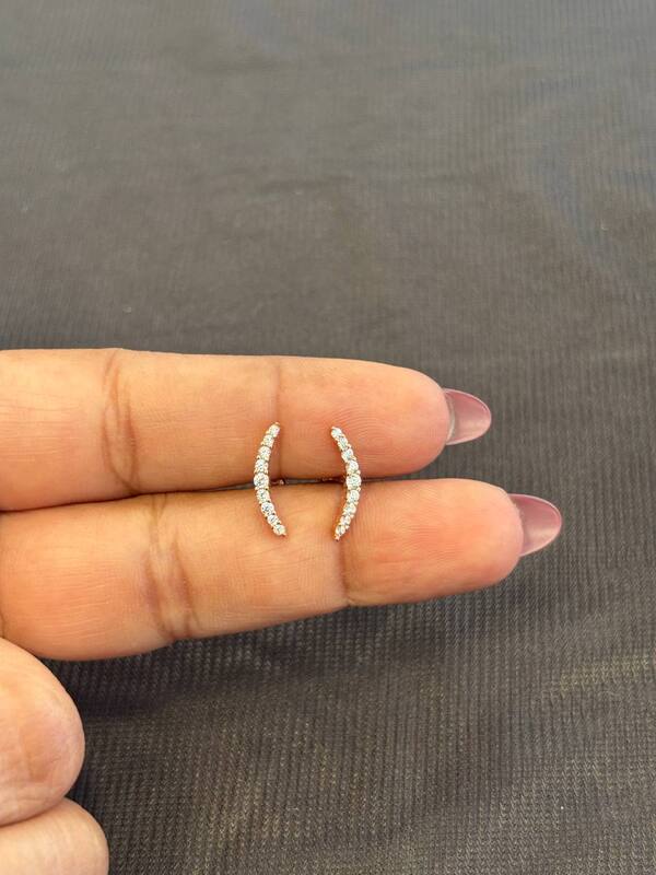 Silver helix second stud with rosegold finish